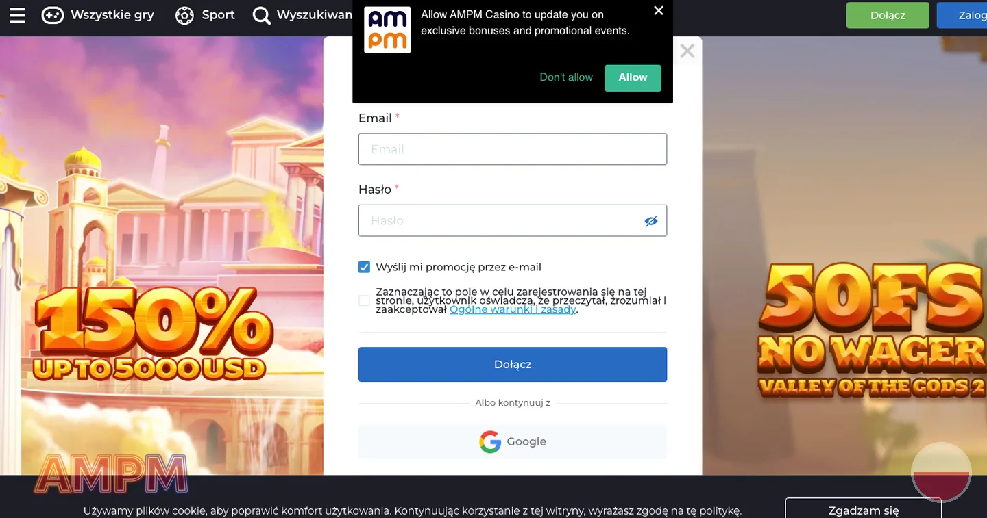 AMPM Casino – rejestracja